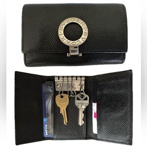 Beautiful BVLGARI Black Leather Key Case & Card Holder